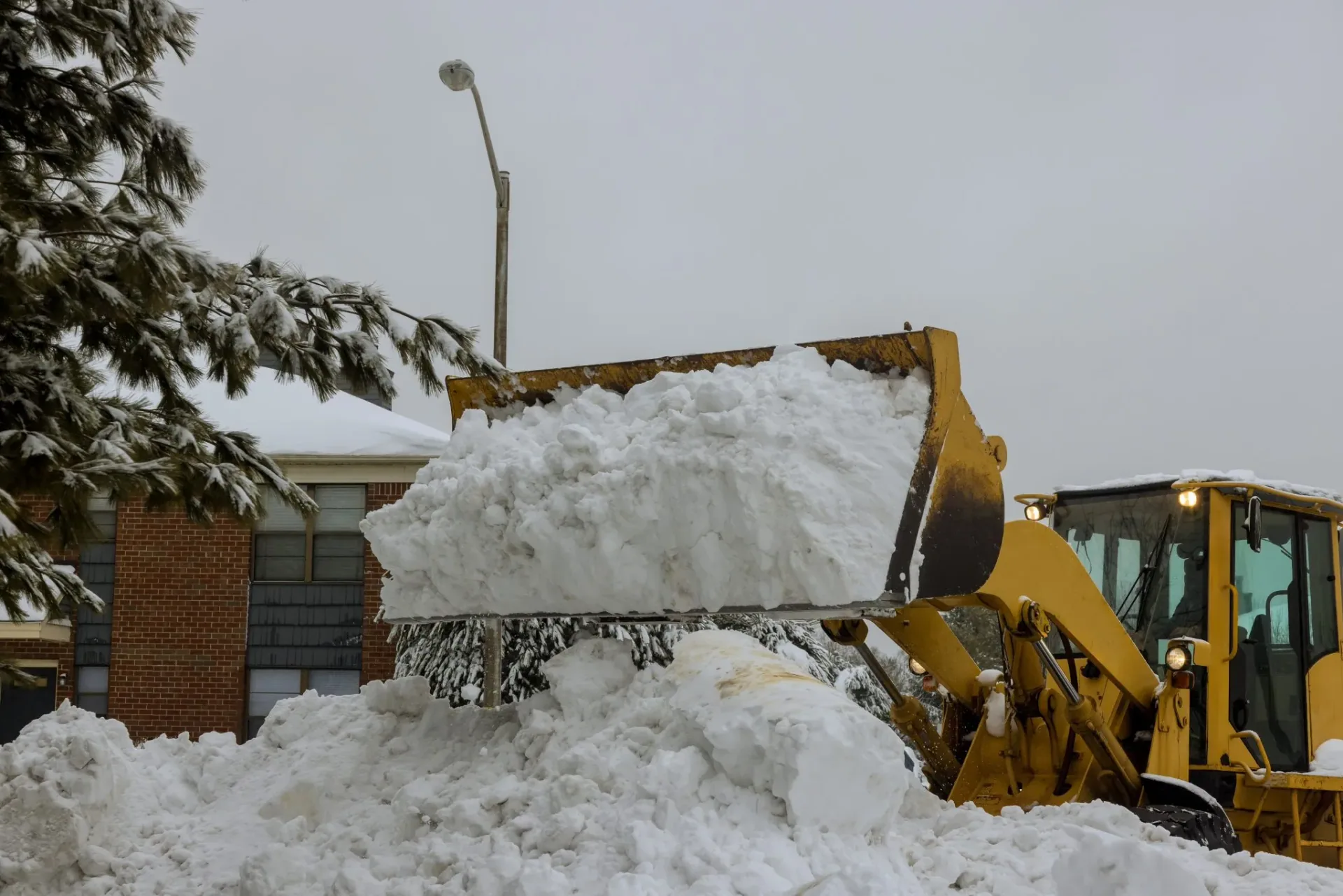 Snow,Removal,With,Truck,To,Clear,Parking,Lot,And,Road